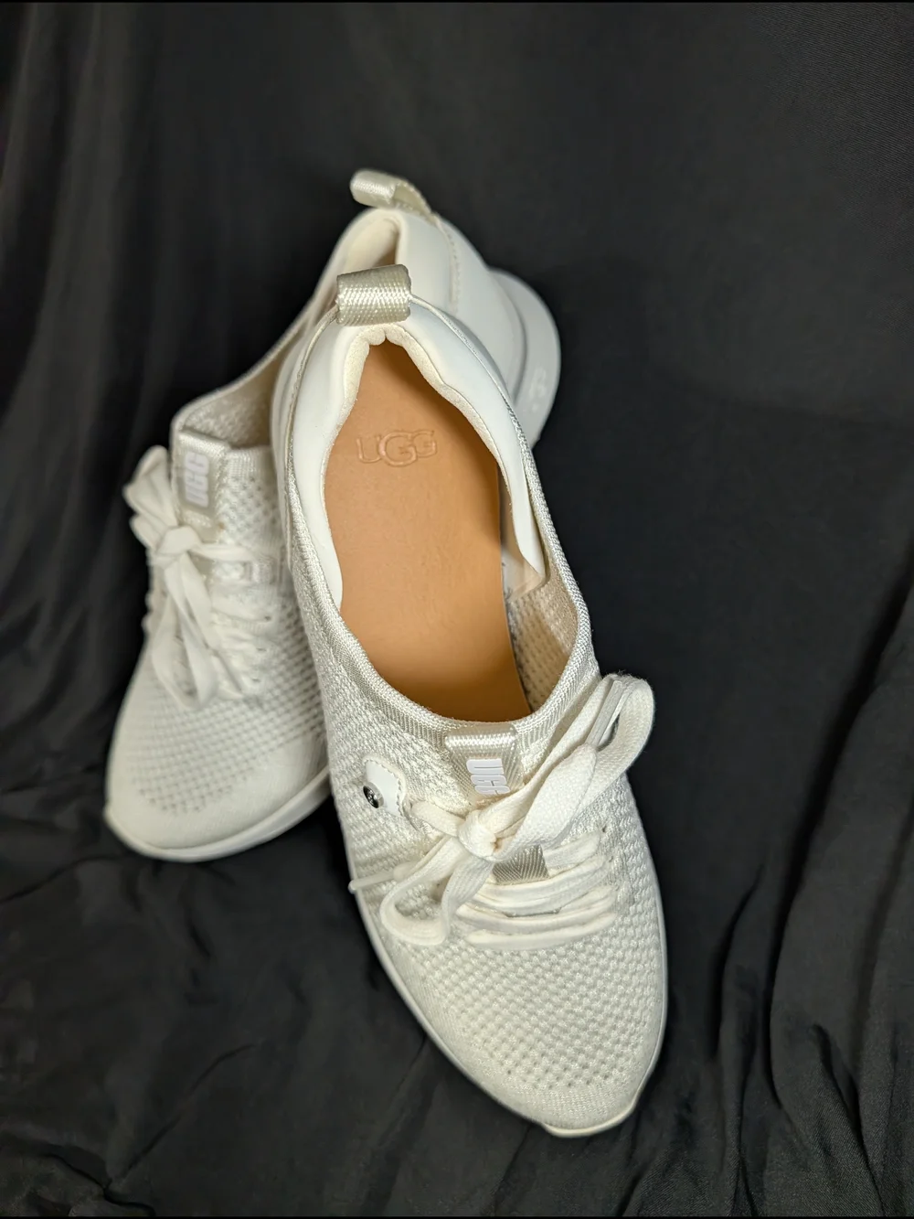 UGG Women’s Knit Lace-Up Sneakers in Cream